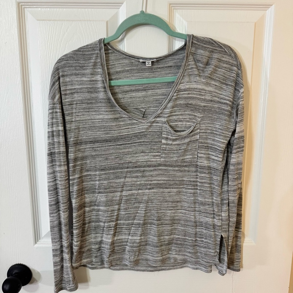 Splendid Striped Gray Long Sleeve Tee